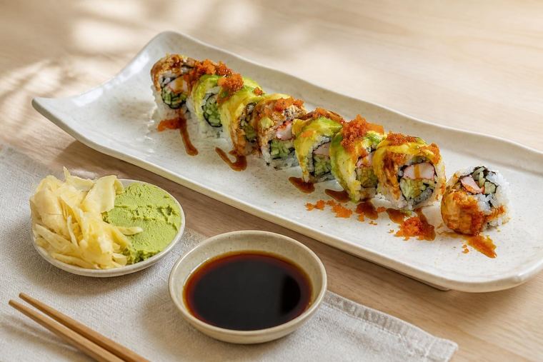 Sushi rolls with ginger and wasabi at Sushi Heaven Lancaster